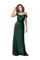 V-Back Off the Shoulder Stretch Satin Hunter Long Prom Dress Canada Shop