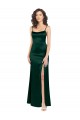 Open Back Scoop Neck Stretch Satin Hunter Long Prom Dress Canada Shop