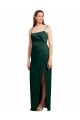 Low Back Spaghetti Straps Stretch Satin Hunter Long Prom Dress Canada Shop