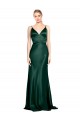 V-Back Spaghetti Straps Stretch Satin Hunter Long Prom Dress Canada Shop