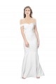 Low Back Off the Shoulder Stretch Crepe Ivory Long Prom Dress Canada Shop