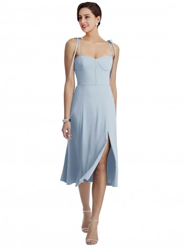 Sweetheart Stretch Crepe Light Sky Blue Midi Length Prom Dress Canada Shop