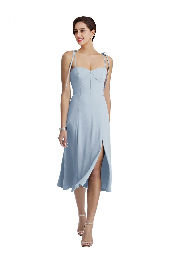 Sweetheart Stretch Crepe Light Sky Blue Midi Length Prom Dress Canada Shop