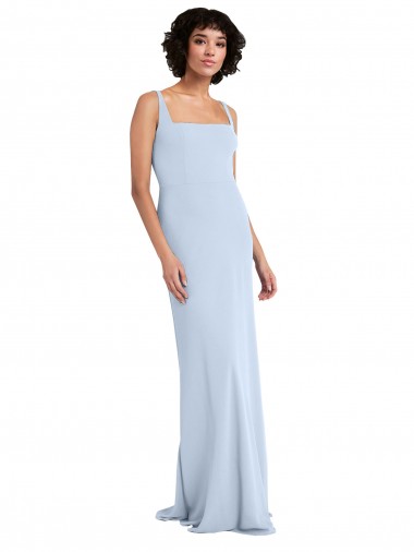 Square Neck Stretch Crepe Light Sky Blue Long Prom Dress Canada Shop