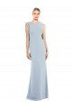 Backless Bateau Neck Stretch Crepe Light Sky Blue Long Prom Dress Canada Shop