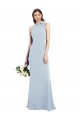 Open Back Bow Neck Stretch Crepe Light Sky Blue Long Prom Dresses Canada Shop