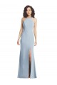 Open Back Halter Neck Stretch Crepe Light Sky Blue Long Prom Dress Canada Shop