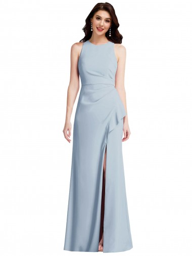 Halter Neck Stretch Crepe Light Sky Blue Long Prom Dress Canada Shop