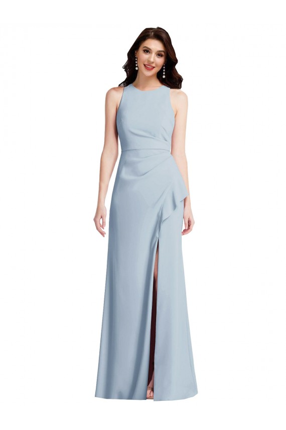 Halter Neck Stretch Crepe Light Sky Blue Long Prom Dress Canada Shop