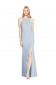 Keyhole Back Halter Neck Stretch Crepe Light Sky Blue Long Prom Dress Canada Shop