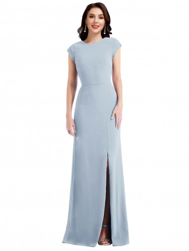 Open Back Stretch Crepe Light Sky Blue Long Prom Dress Canada Shop