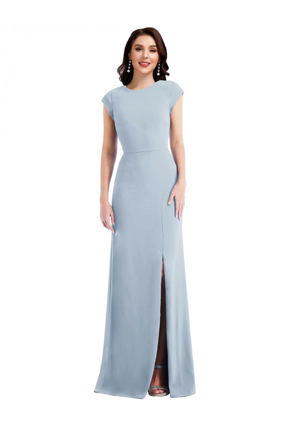Open Back Stretch Crepe Light Sky Blue Long Prom Dress Canada Shop