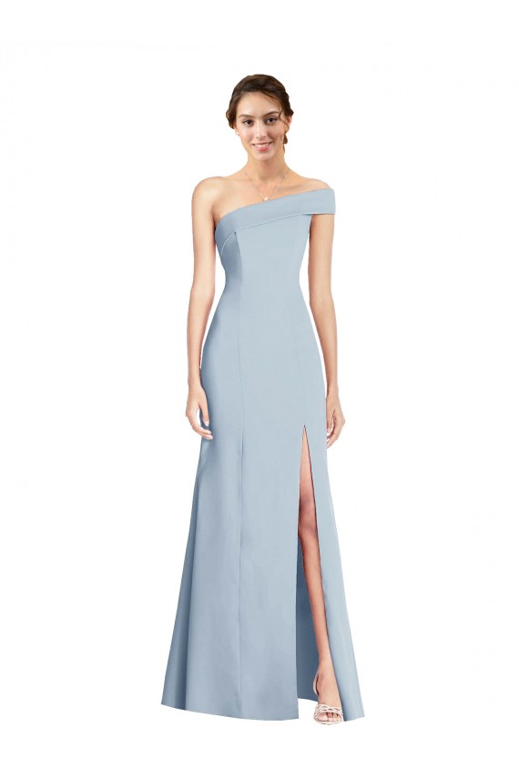 Off the Shoulder Stretch Crepe Light Sky Blue Long Trumpet Prom Dress Canada Shop