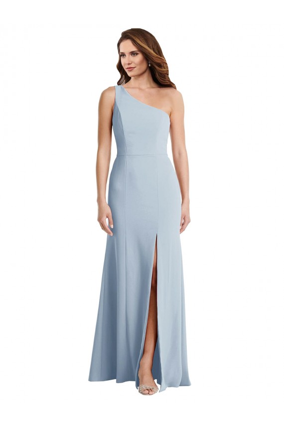 One Shoulder Stretch Crepe Light Sky Blue Long Trumpet Prom Dress Canada Shop
