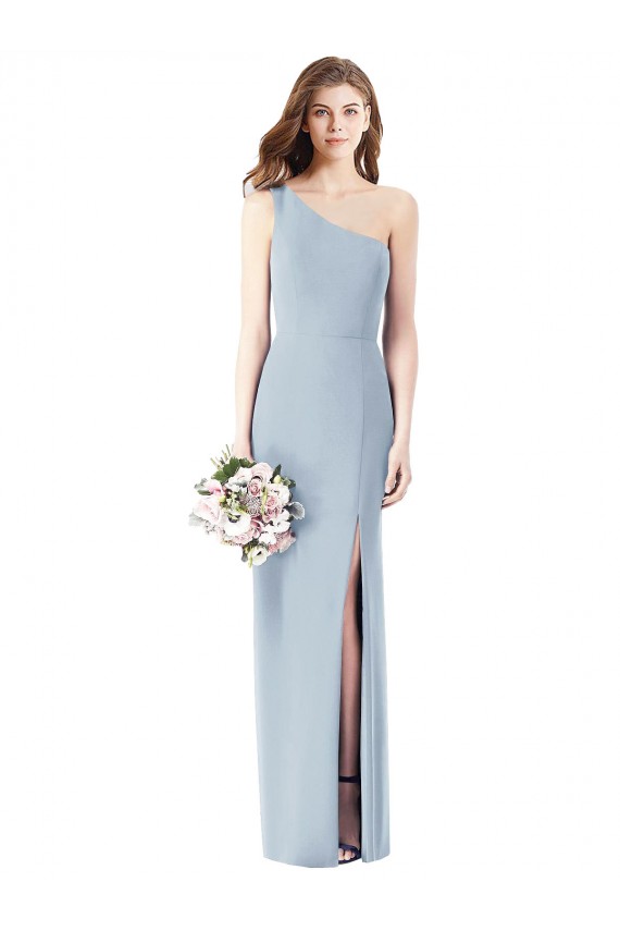 One Shoulder Stretch Crepe Light Sky Blue Long Prom Dresses Canada Shop