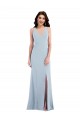 Open Back V-Neck Stretch Crepe Light Sky Blue Long Prom Dress Canada Shop