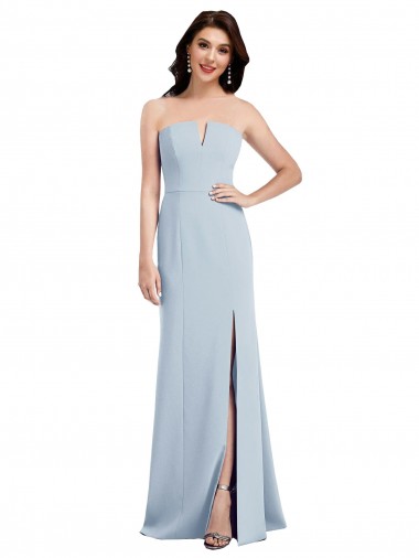 Low Back V-Neck Stretch Crepe Light Sky Blue Long Formal Bridesmaid Gown Canada Shop