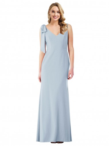 V-Back V-Neck Stretch Crepe Light Sky Blue Long Prom Dress Canada Shop