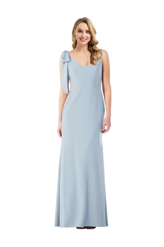 V-Back V-Neck Stretch Crepe Light Sky Blue Long Prom Dress Canada Shop