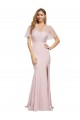 V-Back One Shoulder Stretch Crepe & Tulle Mauve Long Prom Dress Canada Shop