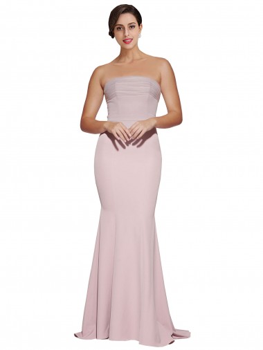 Low Back Strapless Stretch Crepe Mauve Sweep Train Prom Dress Canada Shop