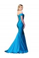 Off the Shoulder Satin Peacock Blue Long Prom Dress Canada Shop