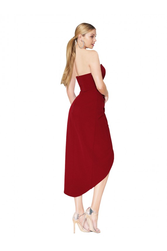 Sweetheart Stretch Crepe Burgundy Knee Length Sexy Prom Dress Canada Shop