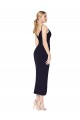 V-Back Spaghetti Straps Stretch Crepe Dark Navy Knee Length Prom Dress Canada Shop