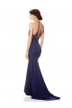 Halter Neck Stretch Crepe Navy Blue Long Prom Dress Canada Shop