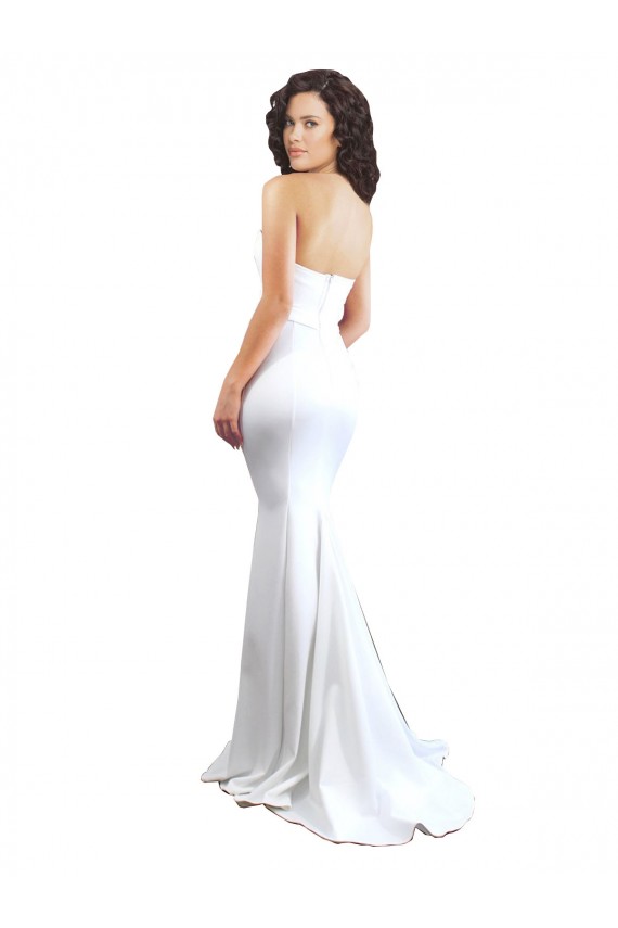 Low Back Sweetheart Stretch Crepe White Long Prom Dress Canada Shop