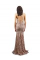 Open Back V-Neck Stretch Crepe & Sequin Tulle Rose Gold Long Prom Dress Canada Shop