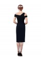 Off the Shoulder Stretch Crepe Dark Navy Cocktail Length Bridesmaid Gowns Canada Shop