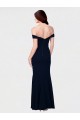 Low Back Off the Shoulder Stretch Crepe Ivory Long Prom Dress Canada Shop
