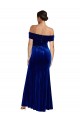Off the Shoulder Stretch Velvet Royal Blue Long Prom Dress Canada Shop