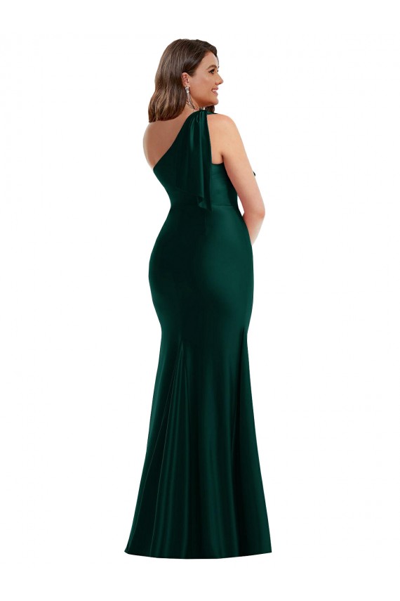 One Shoulder Silky Satin Ever Green Long Plus Size Prom Dress Canada Shop