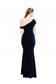 One Shoulder Stretch Crepe Dark Navy Long Bridesmaid Gown Canada Shop