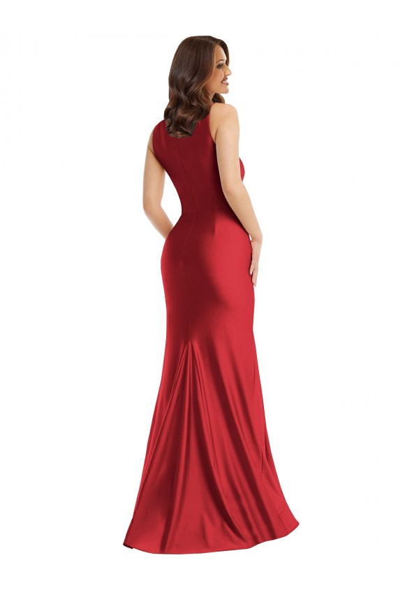 Square Neck Silky Satin Red Long Plus Size Prom Dress Canada Shop