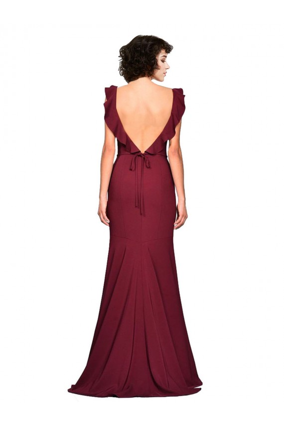 Strapless Stretch Crepe Burgundy Long Prom Dress Canada Shop