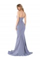 Low Back Sweetheart Stretch Crepe Smoke Blue Long Prom Dress Canada Shop