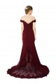 V-Back Off the Shoulder Stretch Crepe & Lace Burgundy Gold Sweep Train Prom Dress Canada Shop