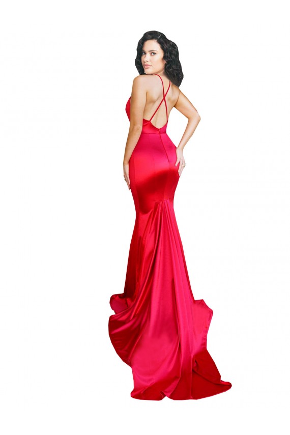 Sweetheart Stretch Satin Red Long Mermaid Prom Dress Canada Shop