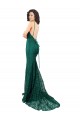 Open Back V-Neck Lace Dark Green Long Prom Dress Canada Shop