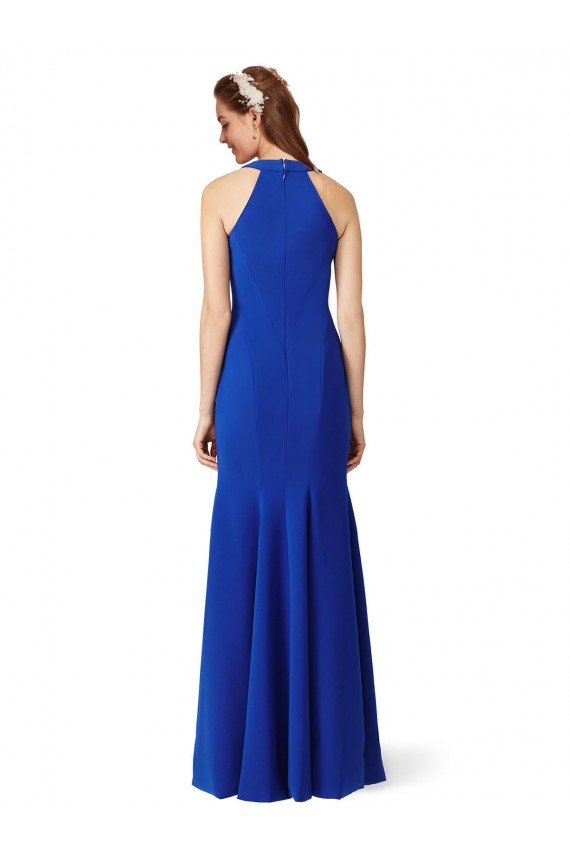 V-Neck Stretch Crepe Royal Blue Long Prom Dress Canada Shop