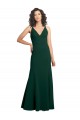 V-Back V-Neck Stretch Crepe Midnight Green Long Prom Dress Canada Shop