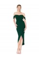 Off the Shoulder Stretch Crepe Midnight Green Knee Length Prom Dress Canada Shop
