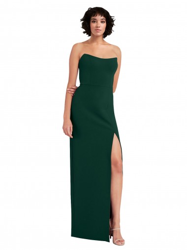 Low Back Scoop Neck Stretch Crepe Midnight Green Long Prom Dress Canada Shop