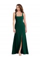 Square Neck Stretch Crepe Midnight Green Long Prom Dress Canada Shop