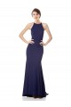 Halter Neck Stretch Crepe Navy Blue Long Prom Dress Canada Shop