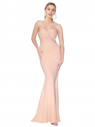 Sweetheart Stretch Crepe Nude Long Prom Dress Canada Shop
