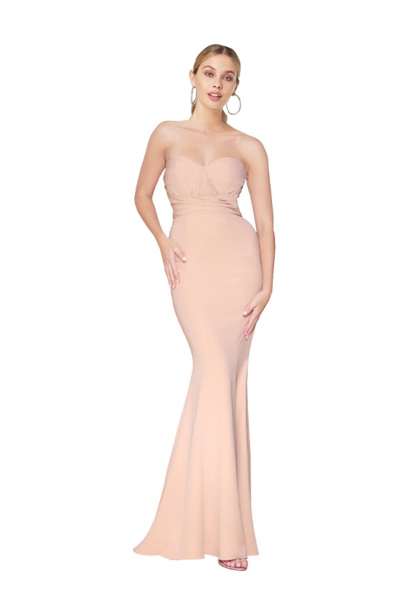 Sweetheart Stretch Crepe Nude Long Prom Dress Canada Shop